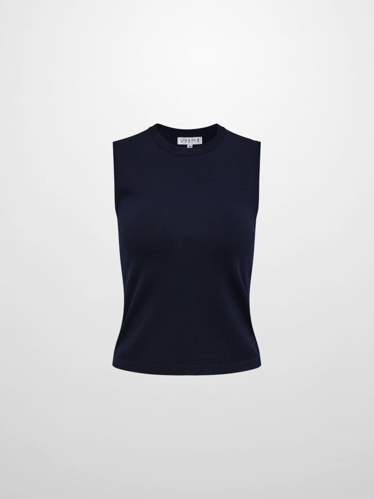 Sleeveless Crew Neck Silk Knit Top - Navy