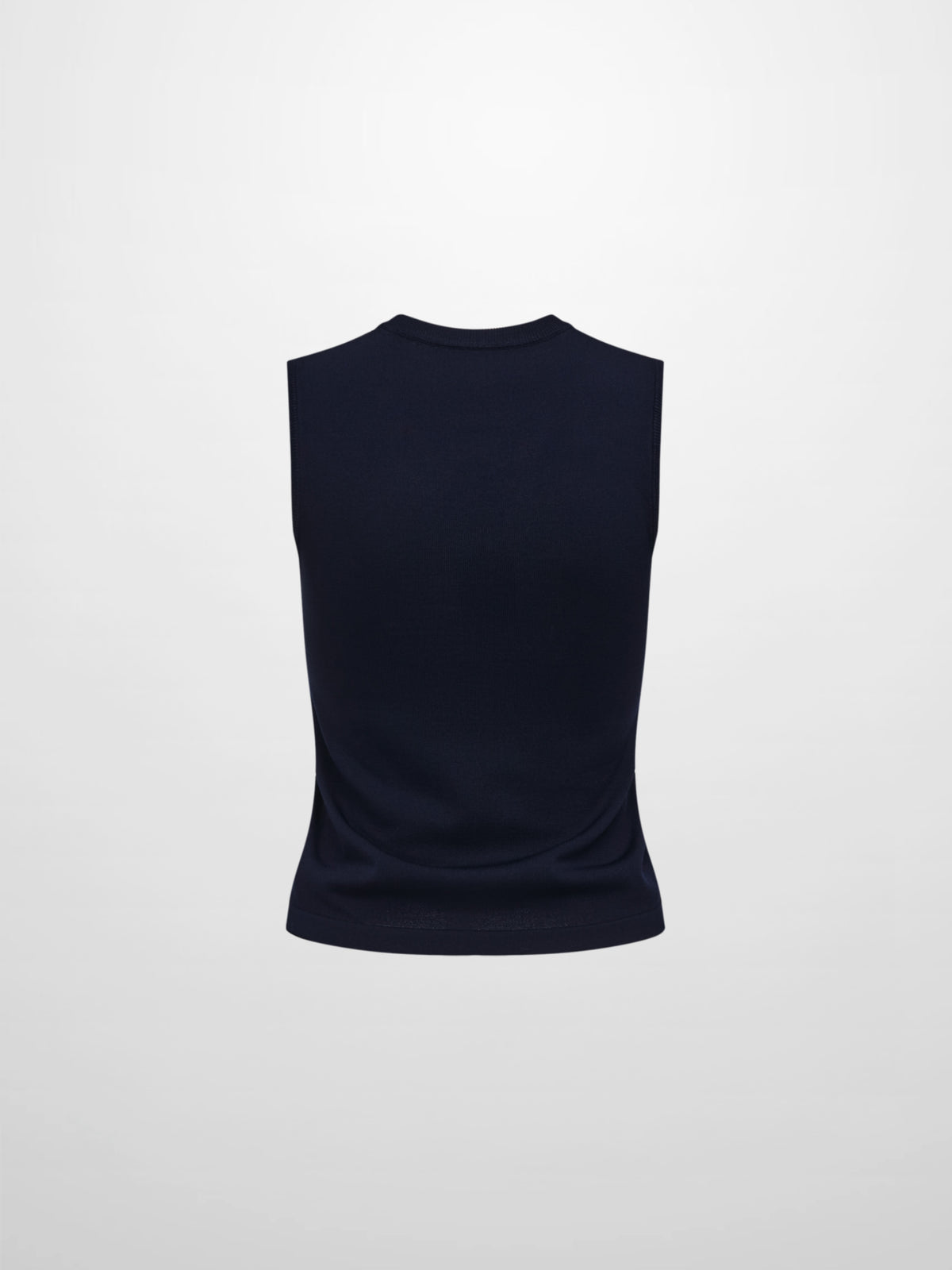 Sleeveless Crew Neck Silk Knit Top - Navy