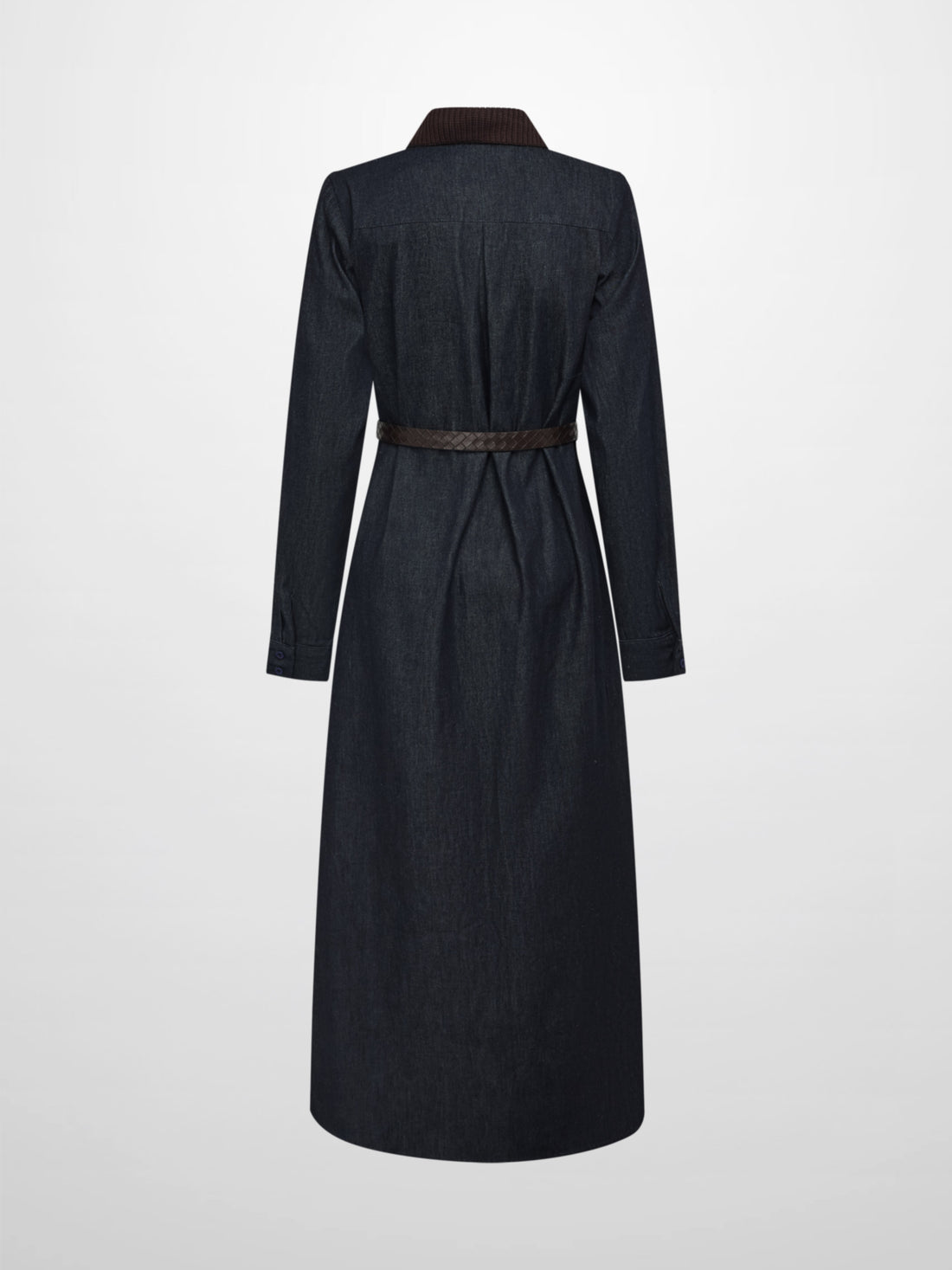 Knit Pocket Denim Dress - Blue