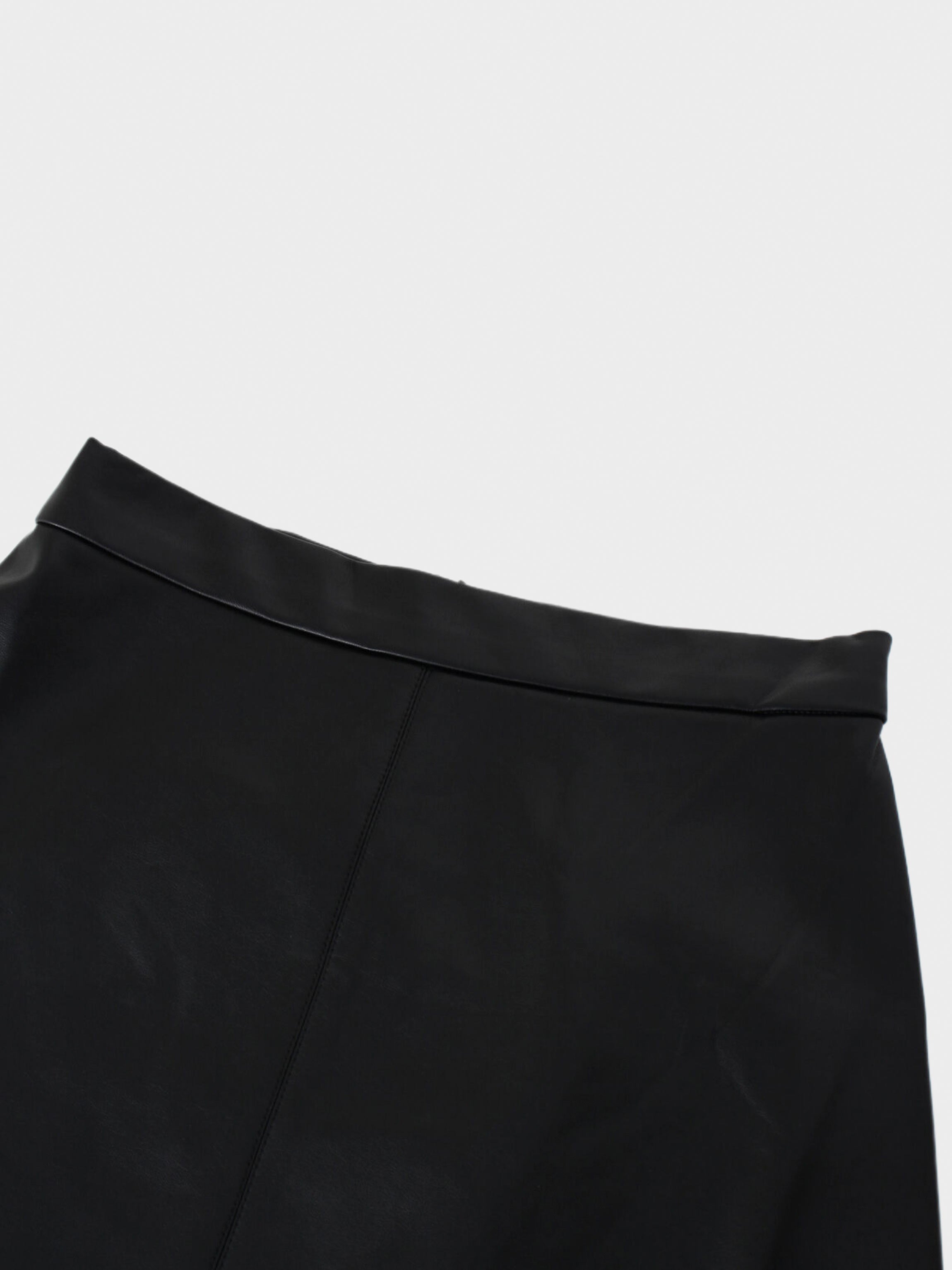 Leather A-Line Skirt-Black