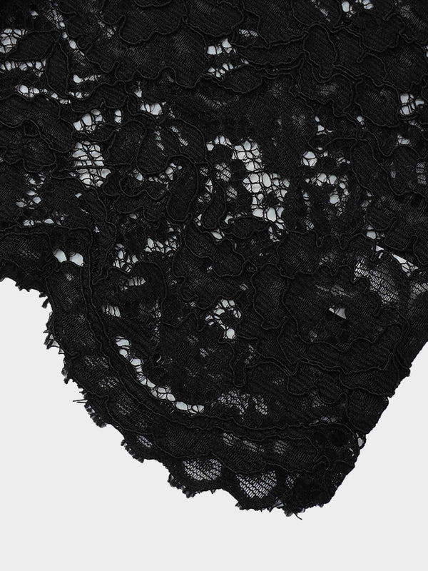 Lace Button Down Cardigan Top-Black