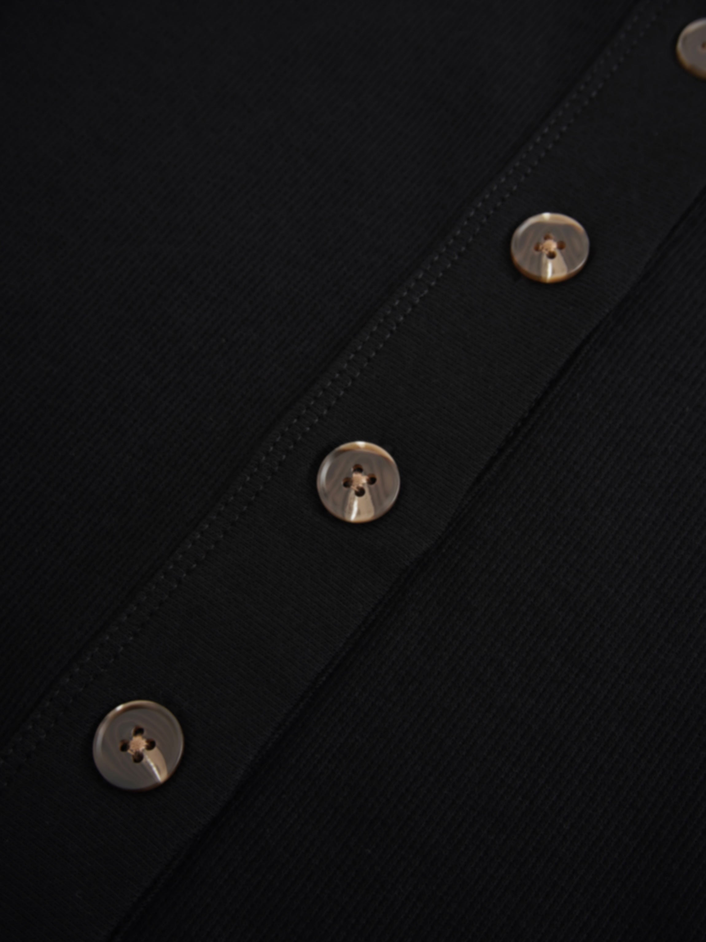 Ribbed Button Down Shirt-Black
