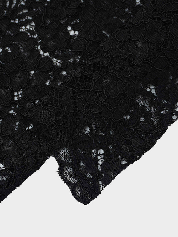 Lace Button Down Cardigan Top-Black