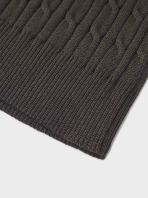 Logo Cable Sweater-Brown/Blue