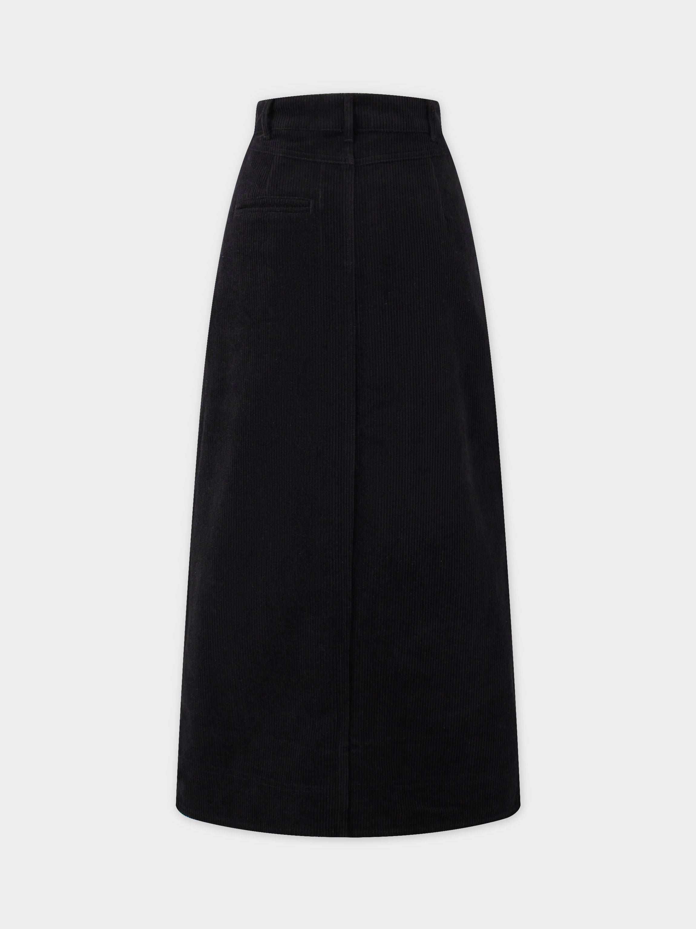 Straight Pocket Skirt-Black