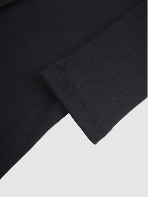 Ribbed Button Down Shirt-Black