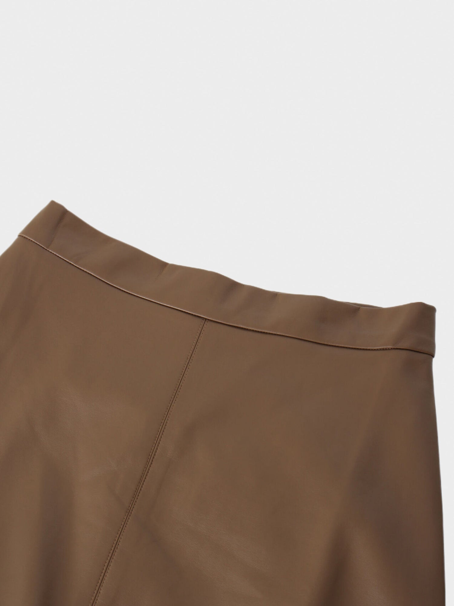 Leather A-Line Skirt-Olive