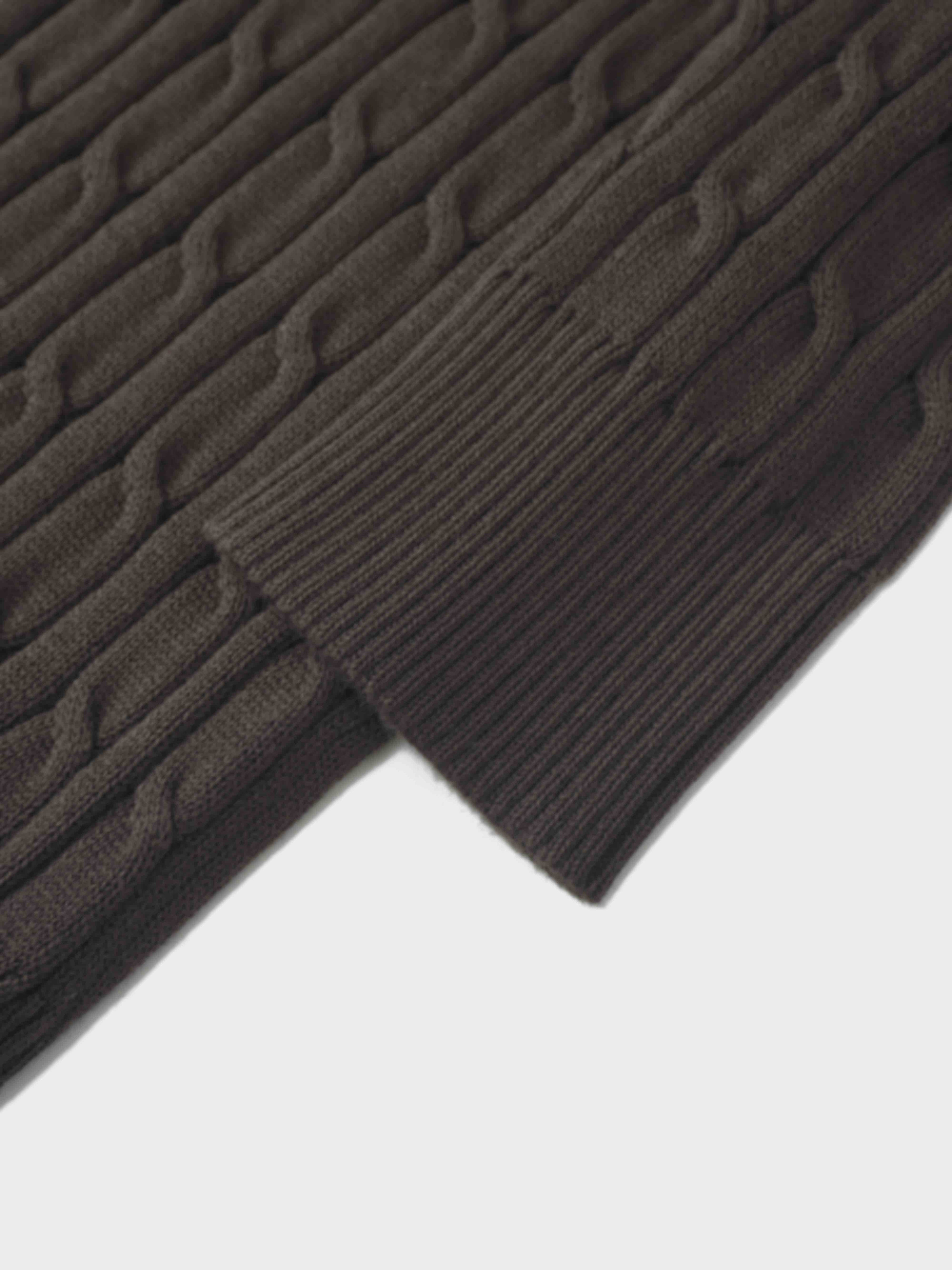 Logo Cable Sweater-Brown/Blue