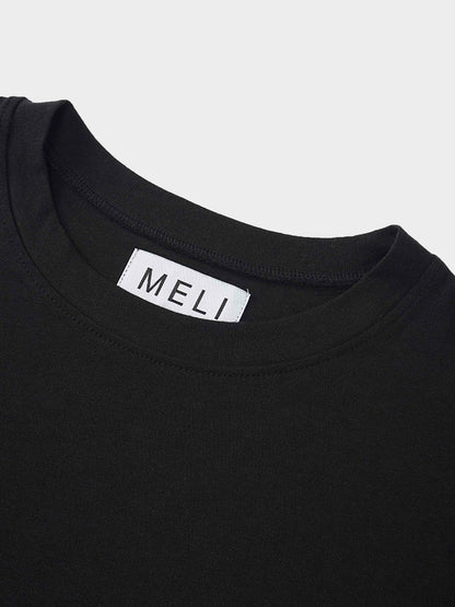 Pima Cotton Boxy Dolman Tee-Black