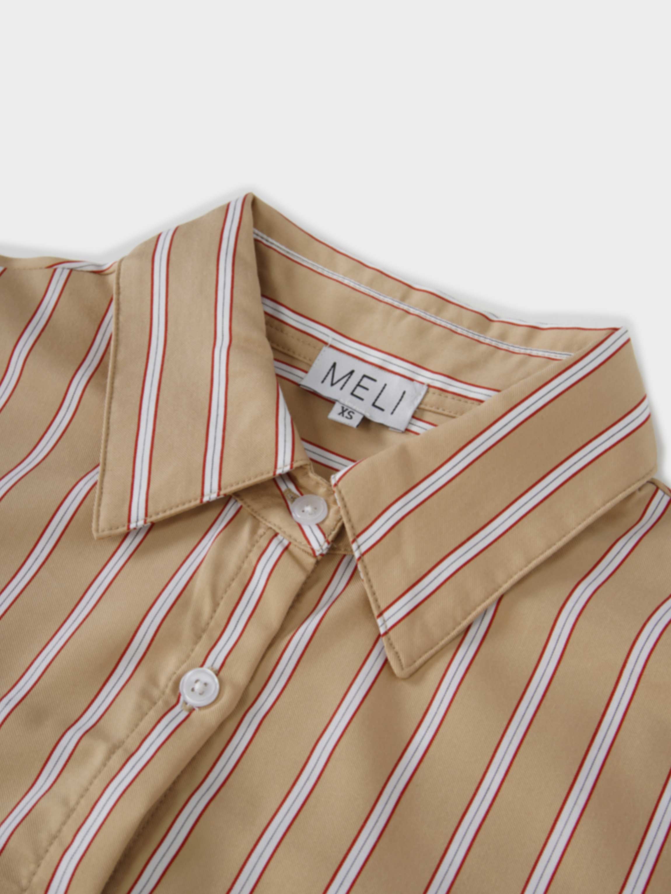 Oversized Shirtdress-Camel/White