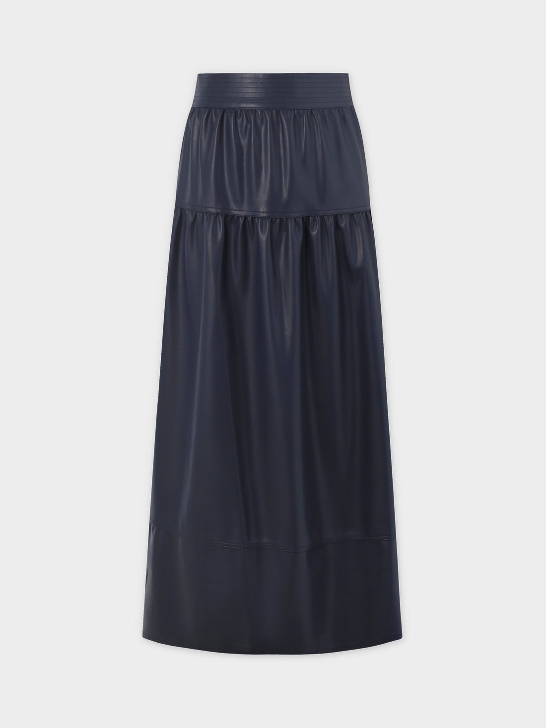 Drop Waist Leather Skirt-Navy