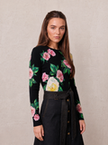 Printed Sweater-Black Pop Floral