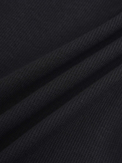Ribbed Button Down Shirt-Black