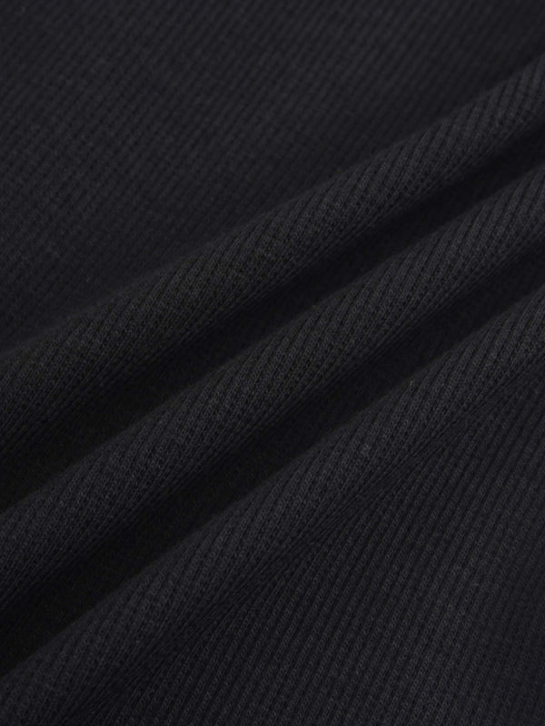 Ribbed Button Down Shirt-Black