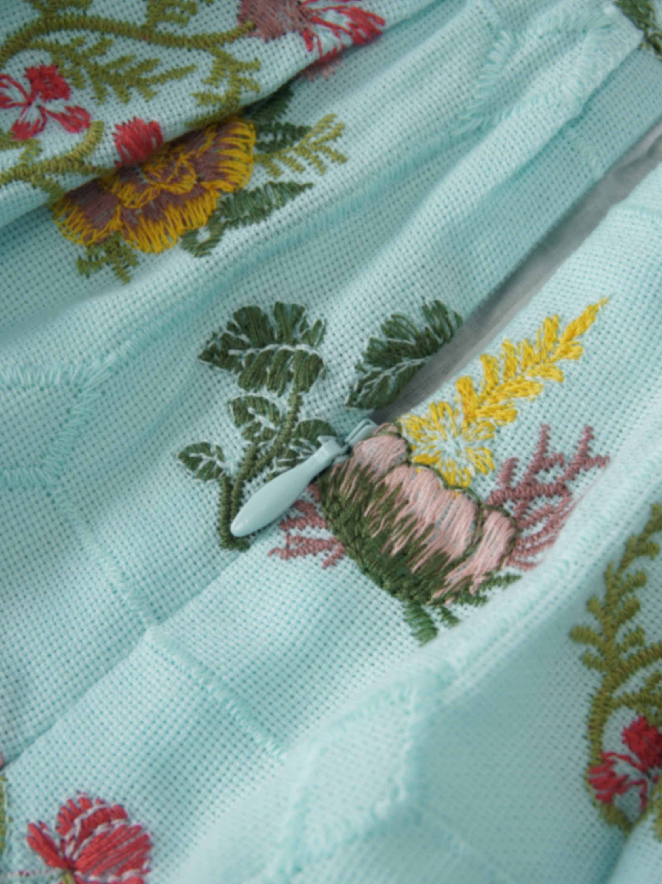 Embroidered Waisted Skirt-Mint