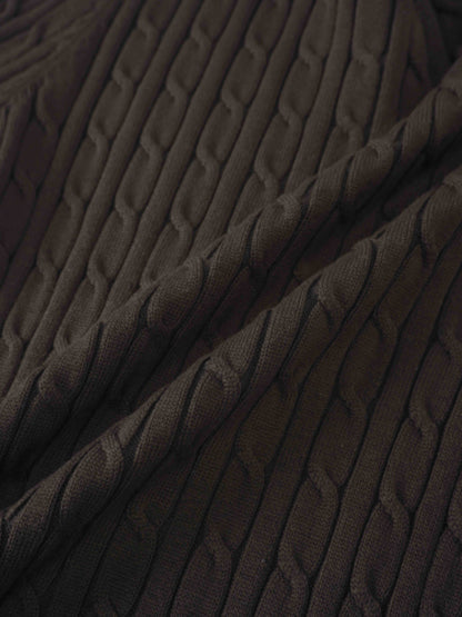 Logo Cable Sweater-Brown/Blue