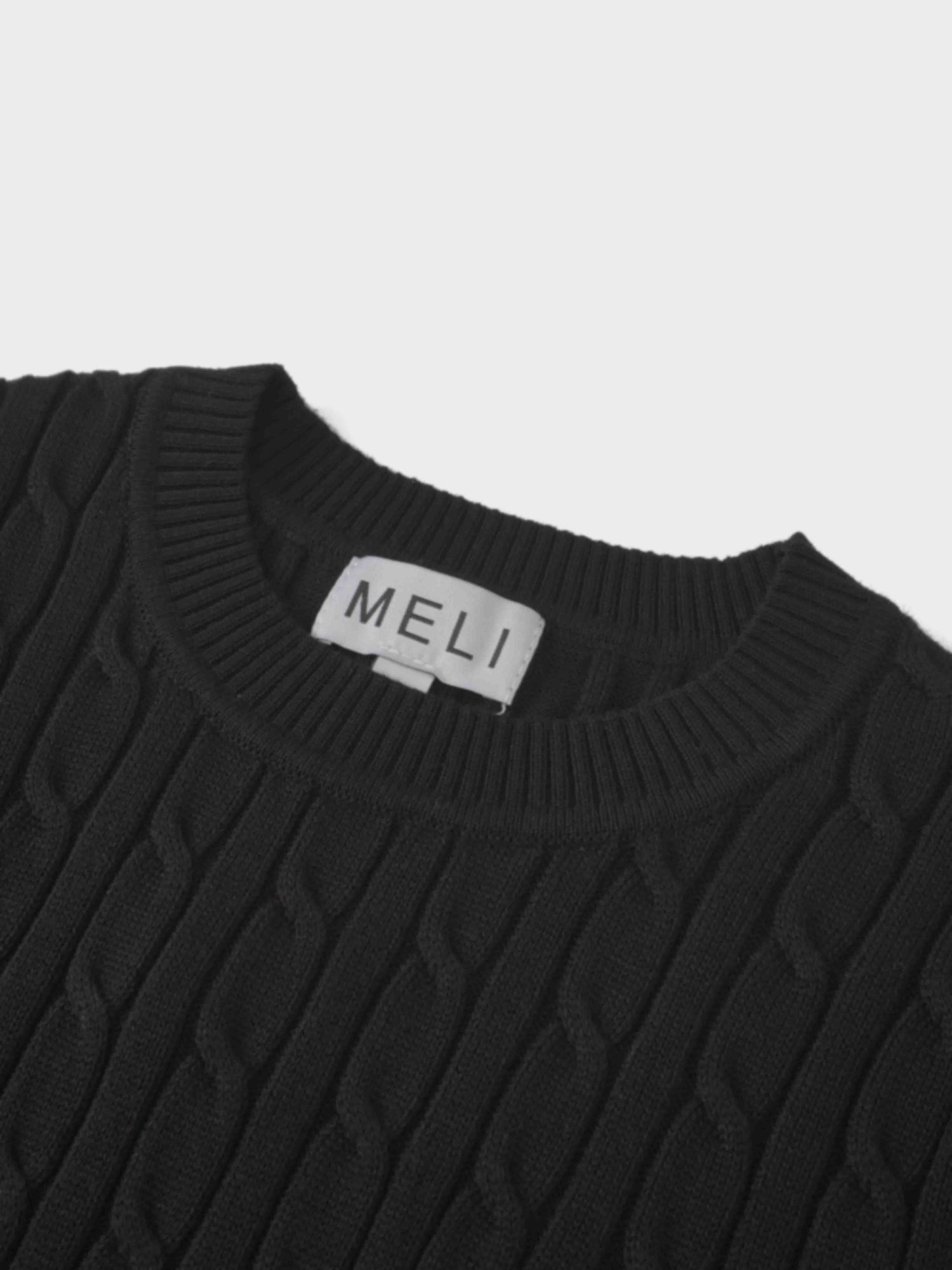 Logo Cable Sweater-Black/Hot Pink