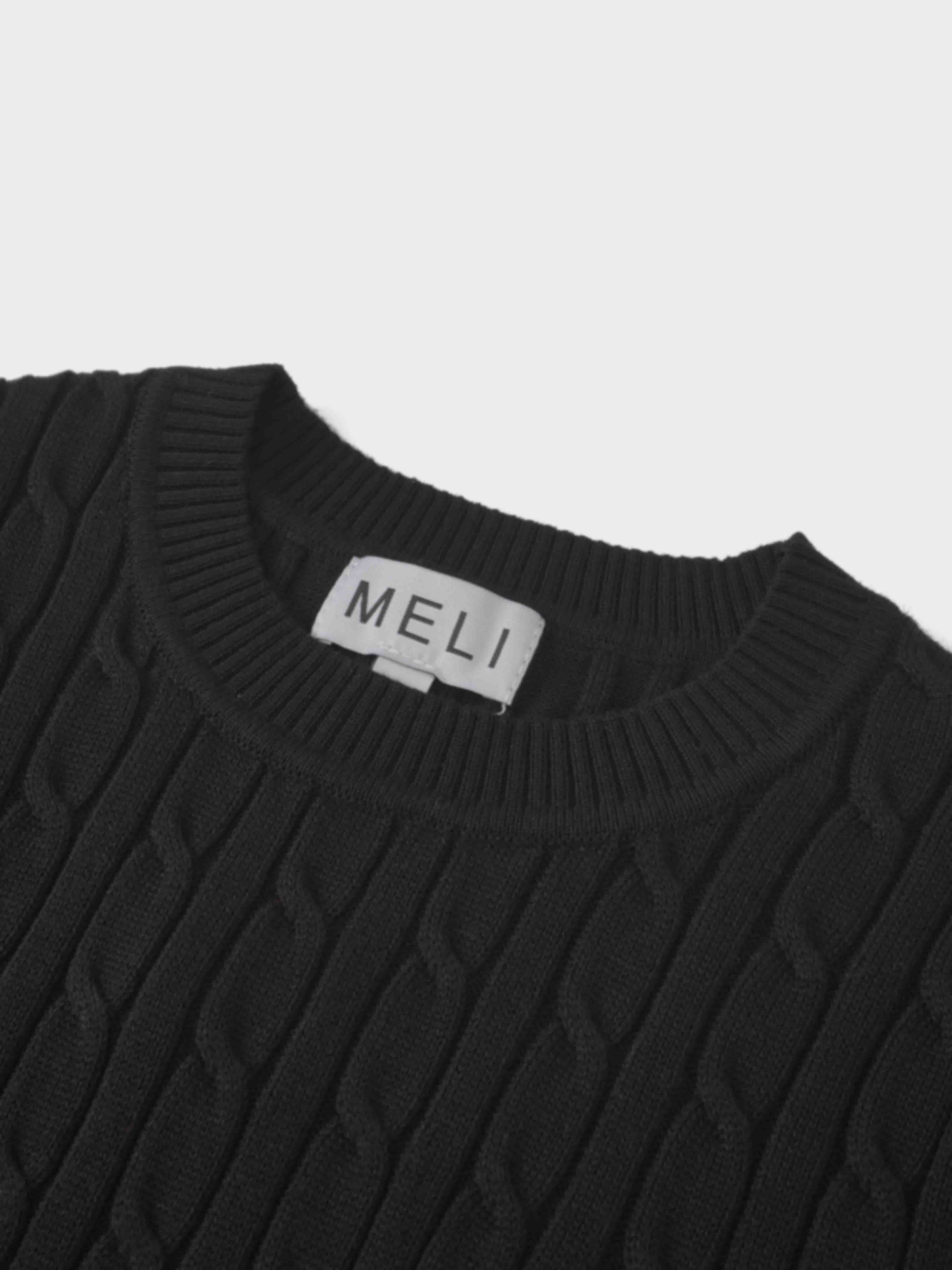 Logo Cable Sweater-Black/Hot Pink