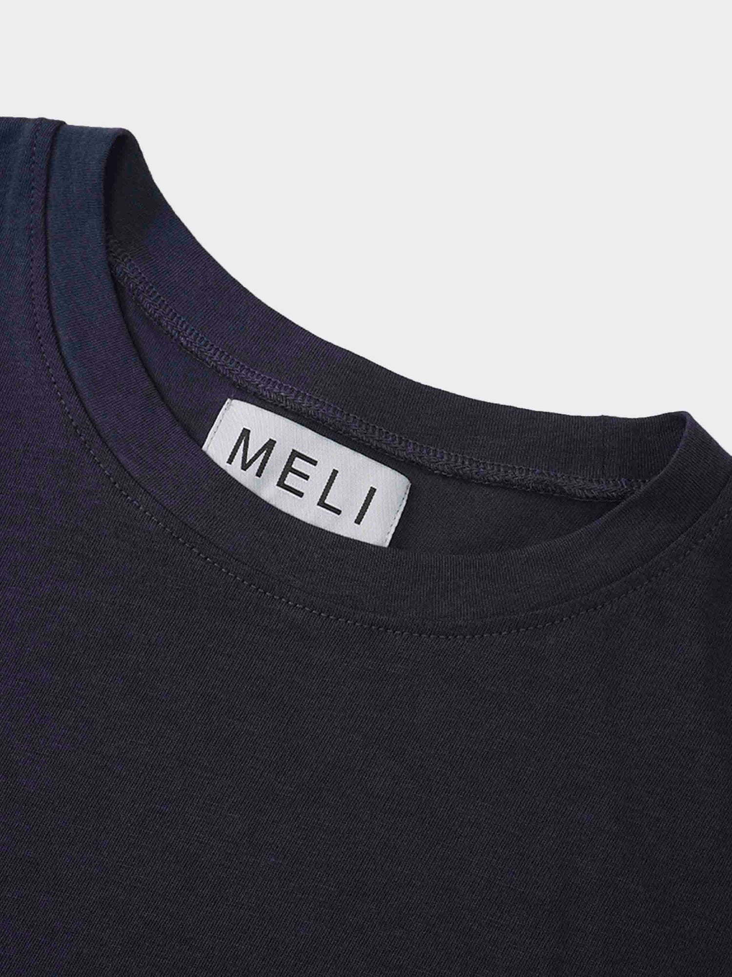 Pima Cotton Boxy Dolman Tee-Navy