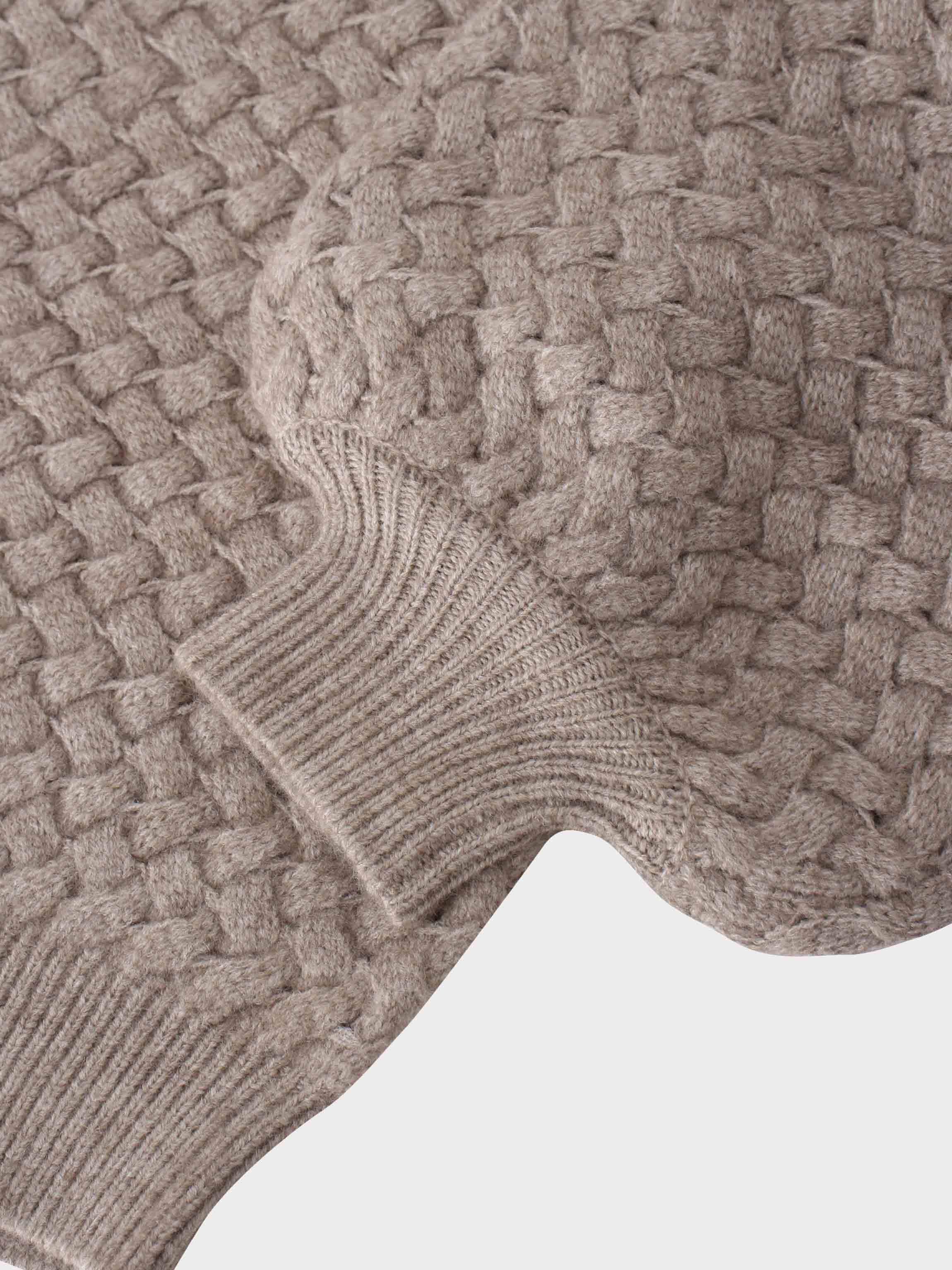 Basketweave Turtleneck Sweater-Taupe