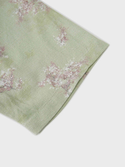 Linen Blend Crop Swing Top-Soft Floral