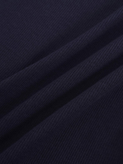 Ribbed Button Down Shirt-Navy
