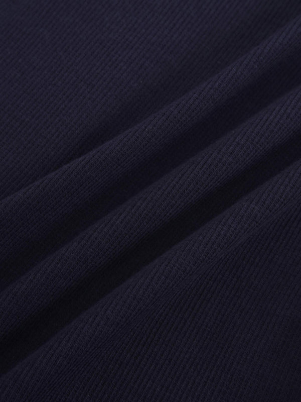 Ribbed Button Down Shirt-Navy