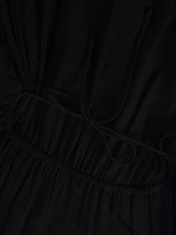 High Waist Drawstring Maternity Dress-Black