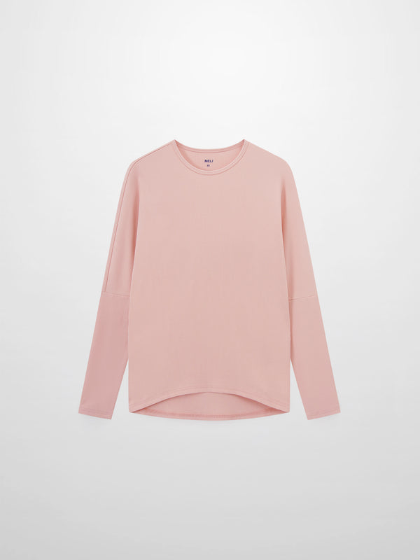 Crew Ribbed Dolman-Peachy Pink