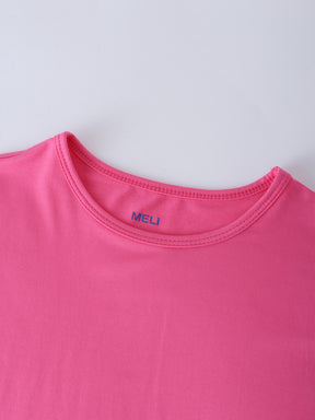 Camiseta con lazo cruzado-Rosa fuerte