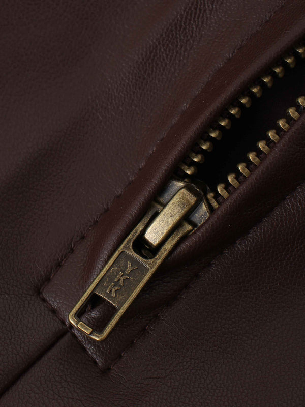 Flare Leather Skirt 27"-Brown