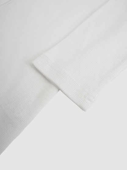 Ribbed Button Down Shirt-White