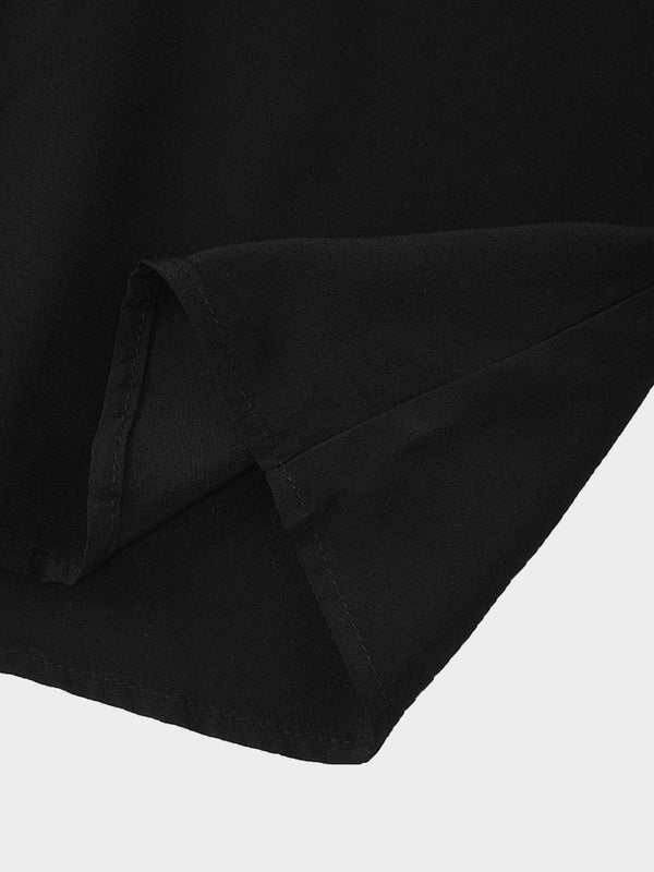Silk Cape Blouse-Black