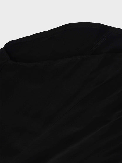High Waist Drawstring Maternity Dress-Black