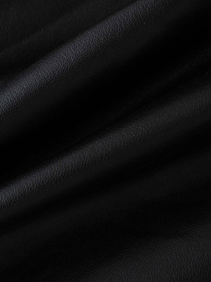 Flare Leather Skirt 27"-Black