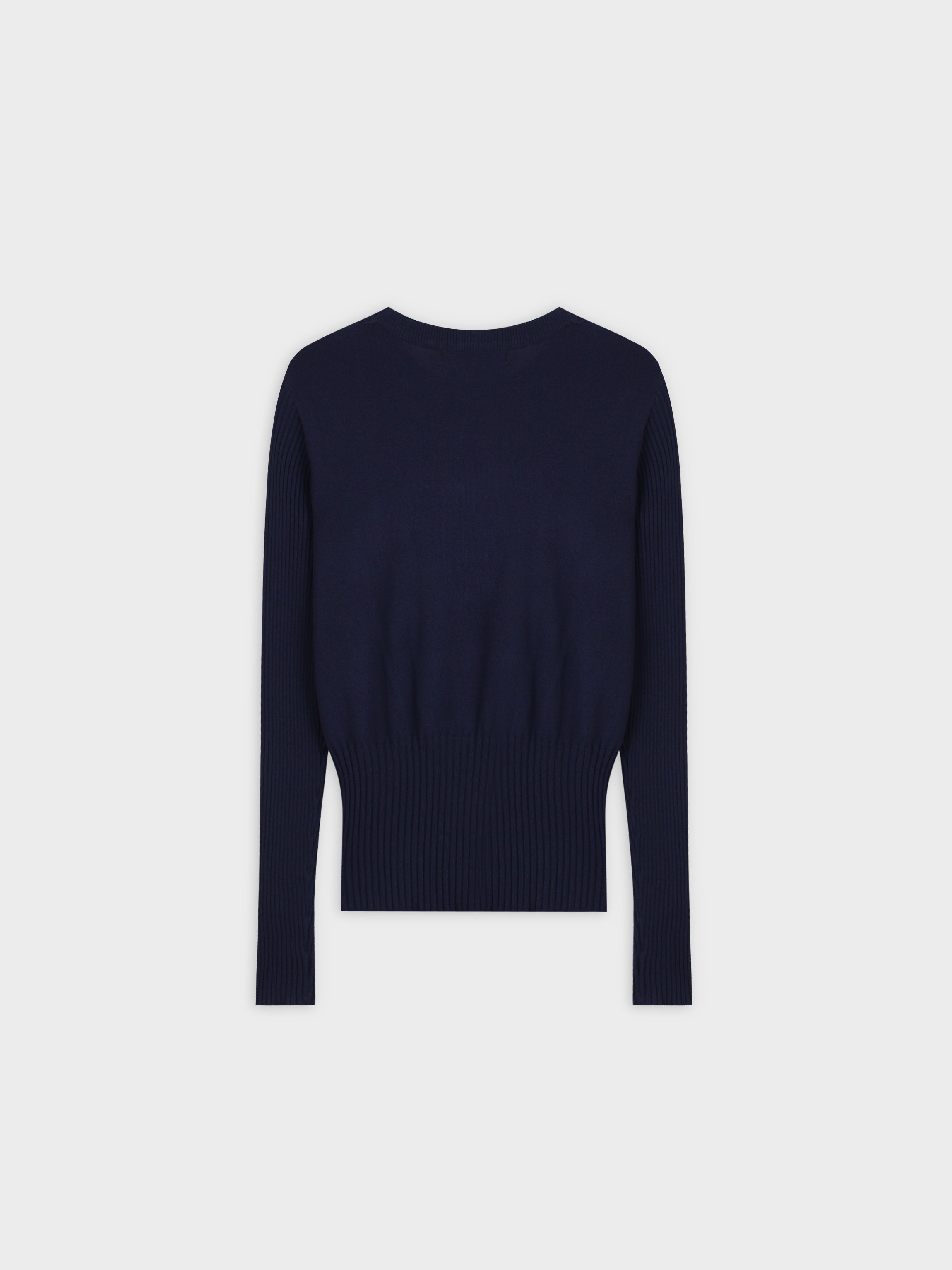 RIBBED WAISTED SWEATER-NAVY