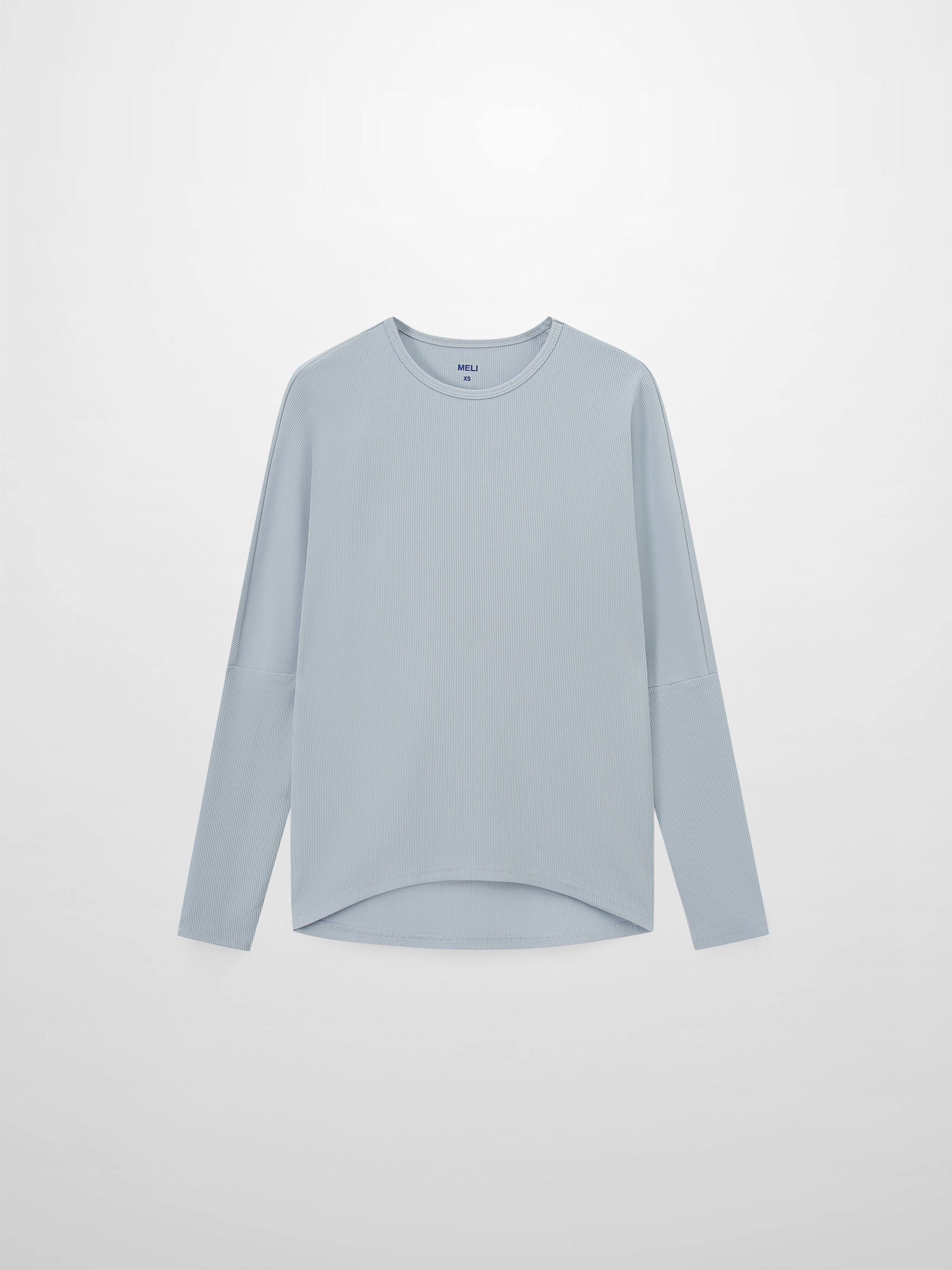 Crew Ribbed Dolman-Dusty Blue