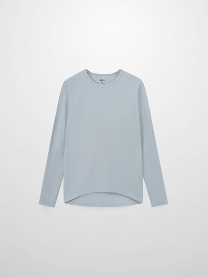 Crew Ribbed Dolman-Dusty Blue
