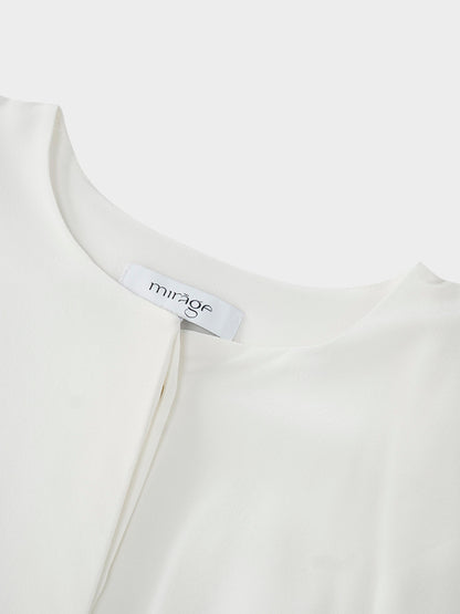 Silk Cape Blouse-Cream