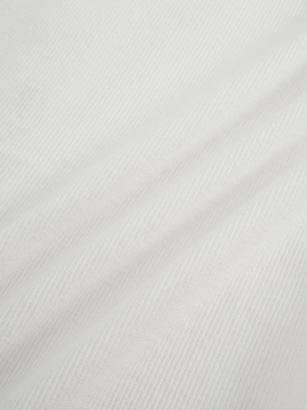 Ribbed Button Down Shirt-White