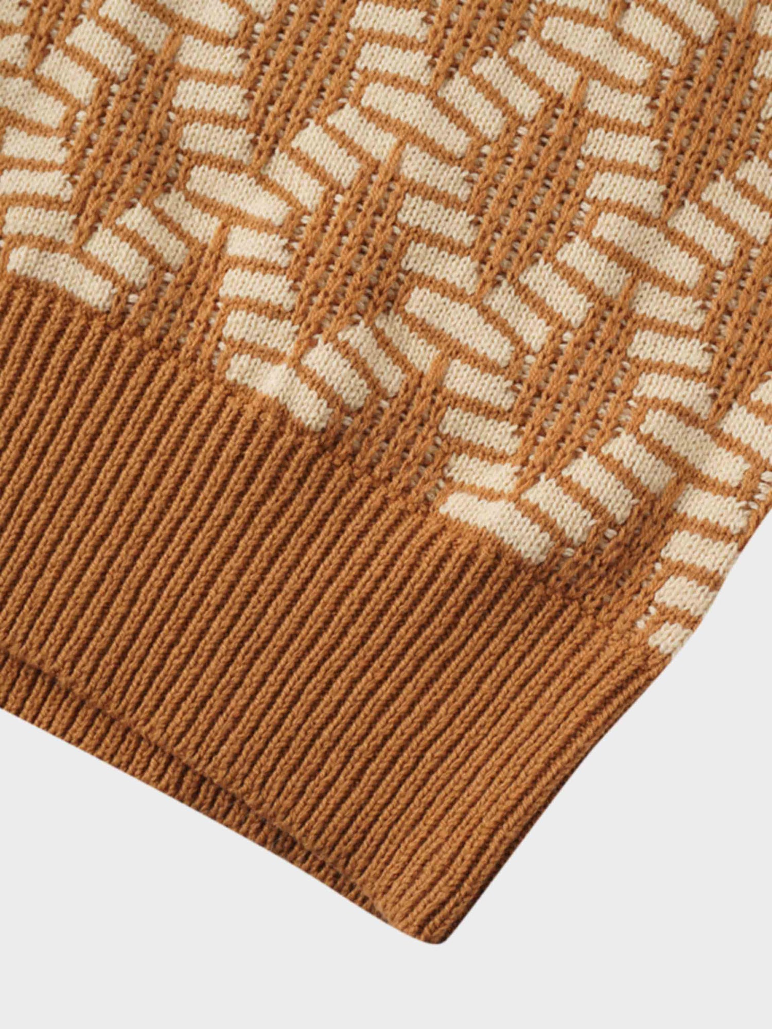 Half Zip Shawl Collar Sweater-Diamond Design