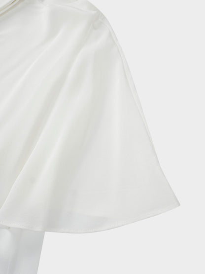 Silk Cape Blouse-Cream