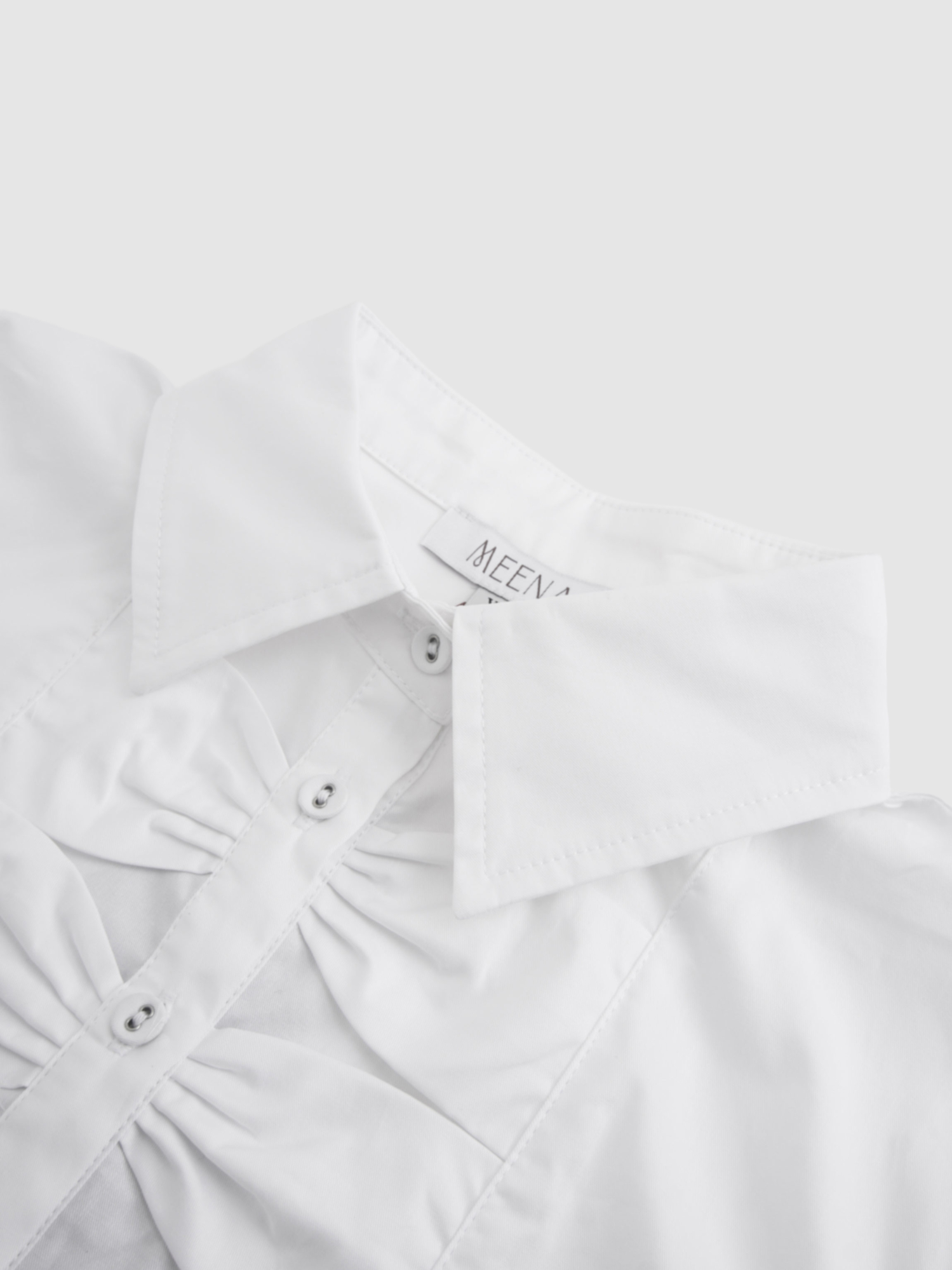 Bow Front Crop Blouse-White