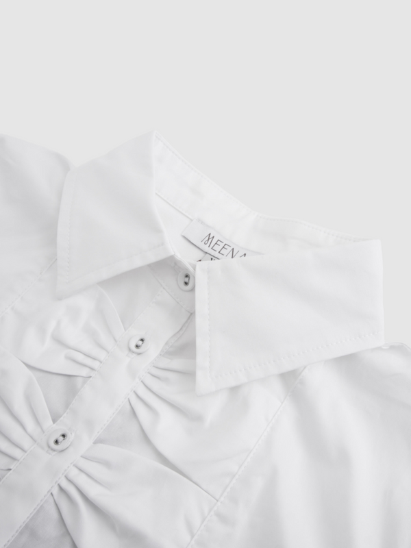 Bow Front Crop Blouse-White