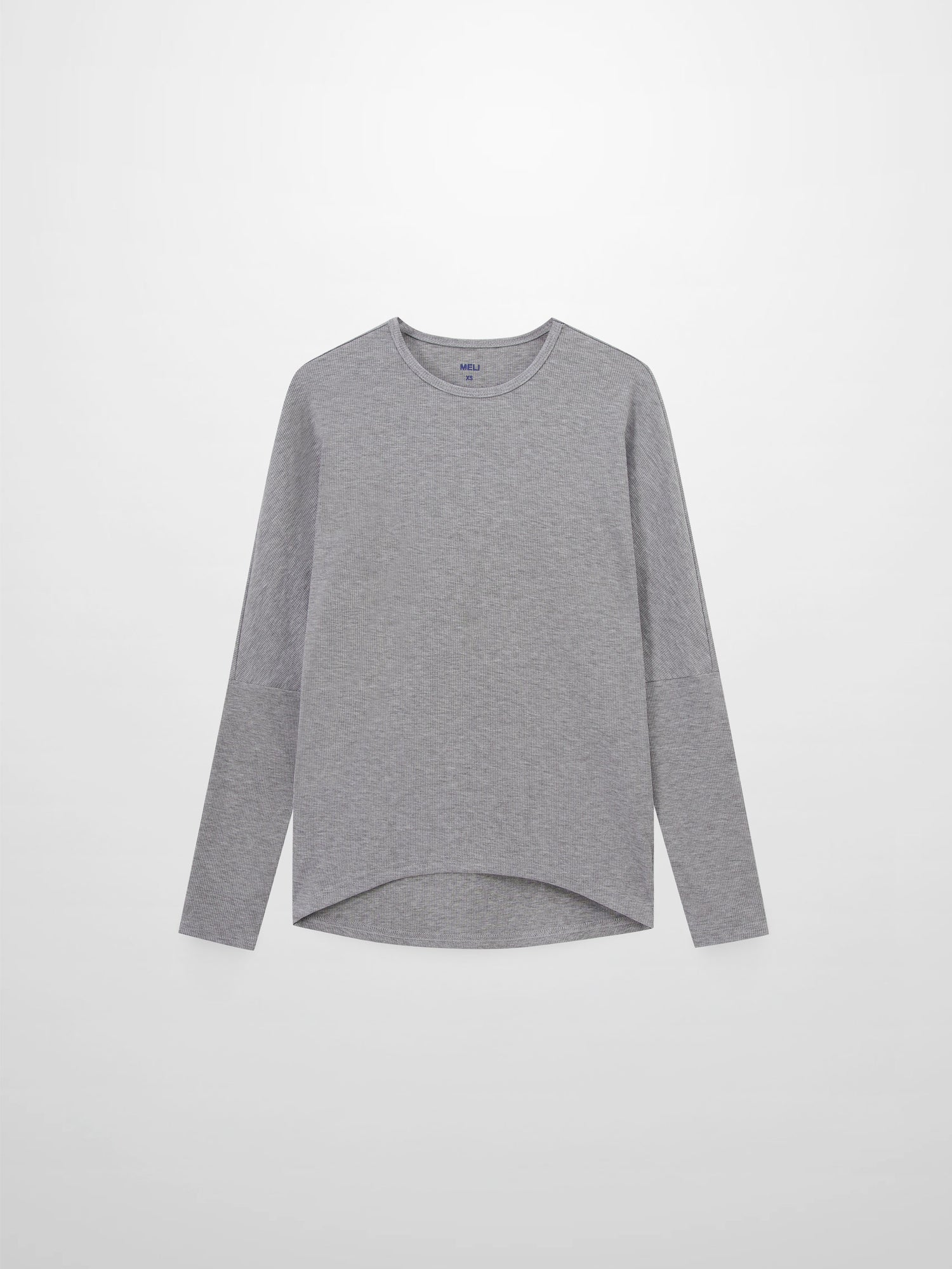 Crew Ribbed Dolman-Heathered Grey