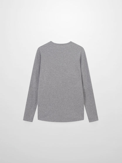 Crew Ribbed Dolman-Heathered Grey