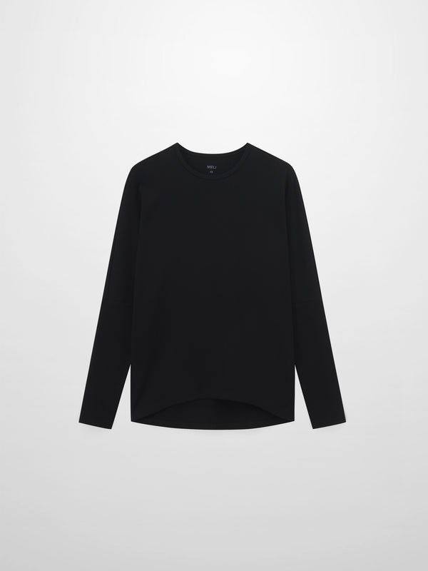 Crew Ribbed Dolman-Black