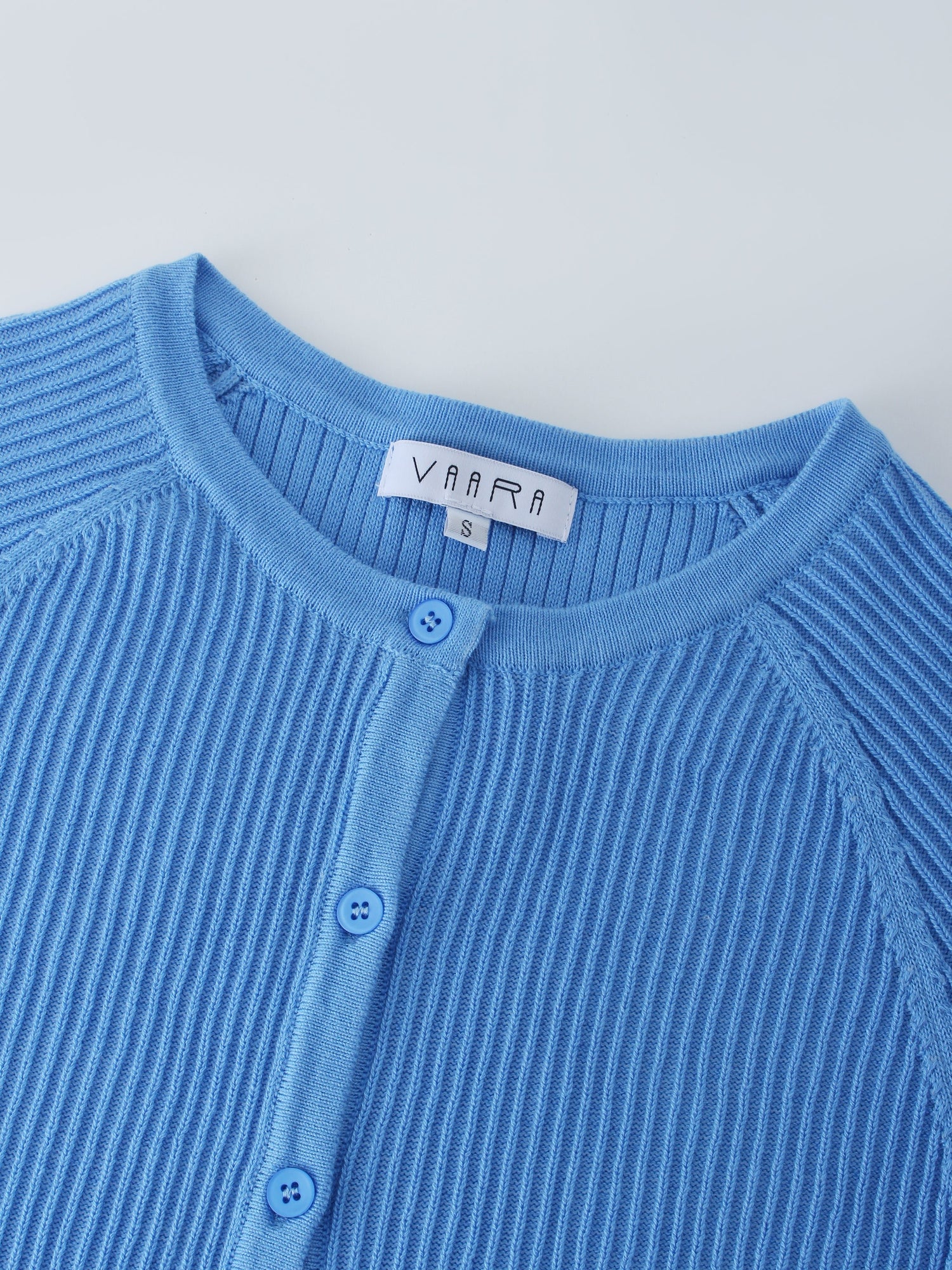 Ribbed Knit Cardigan-Blue