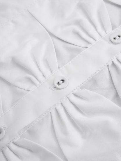 Bow Front Crop Blouse-White