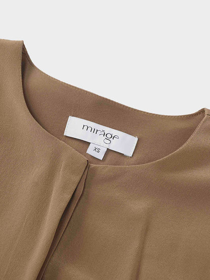 Silk Cape Blouse-Golden Olive